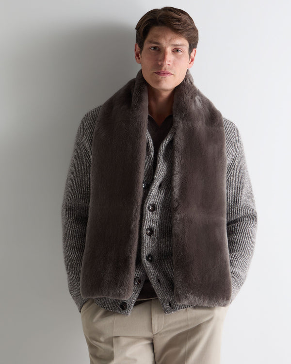N.peal Unisex Long Fur Scarf In Otter Brown