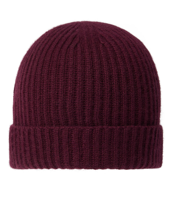 n.peal Unisex Ribbed Cashmere Hat In Bordeaux Red