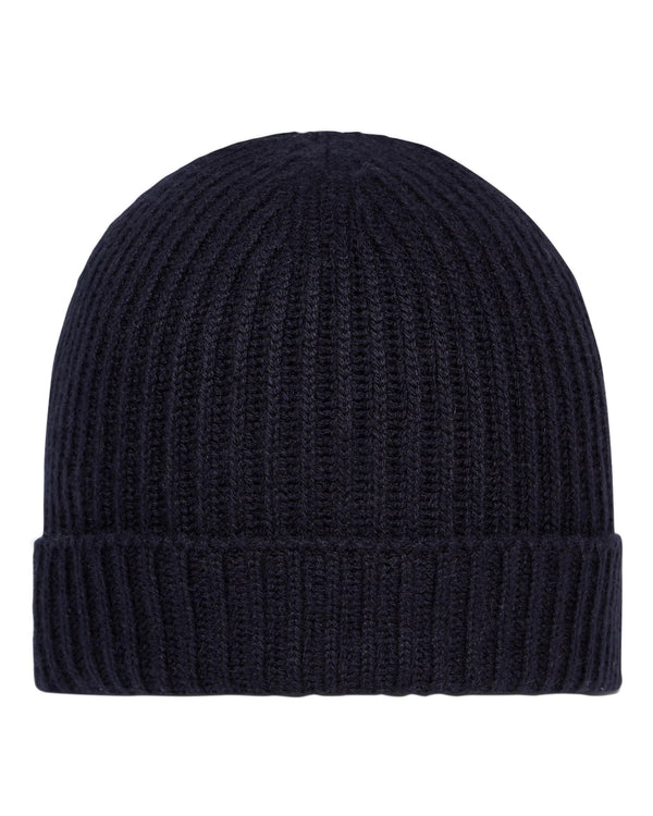 n.peal Unisex Ribbed Cashmere Hat In Navy Blue