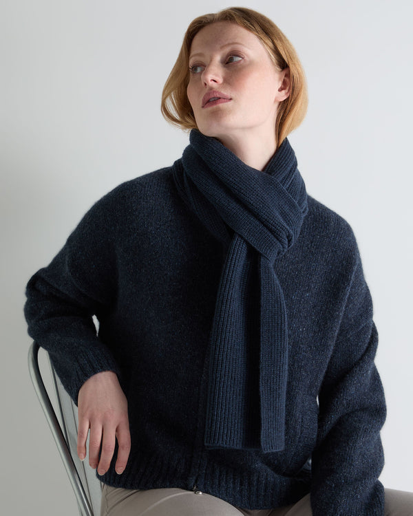 N.peal Unisex Ribbed Cashmere Scarf In Indigo Blue