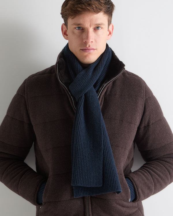 N.peal Unisex Ribbed Cashmere Scarf In Indigo Blue
