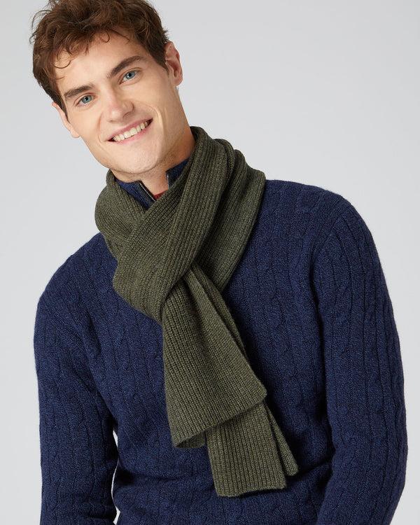 N.peal Unisex Ribbed Cashmere Scarf In Moss Green
