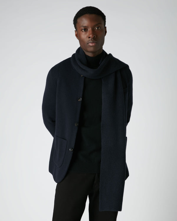 N.peal Unisex Ribbed Cashmere Scarf In Navy Blue