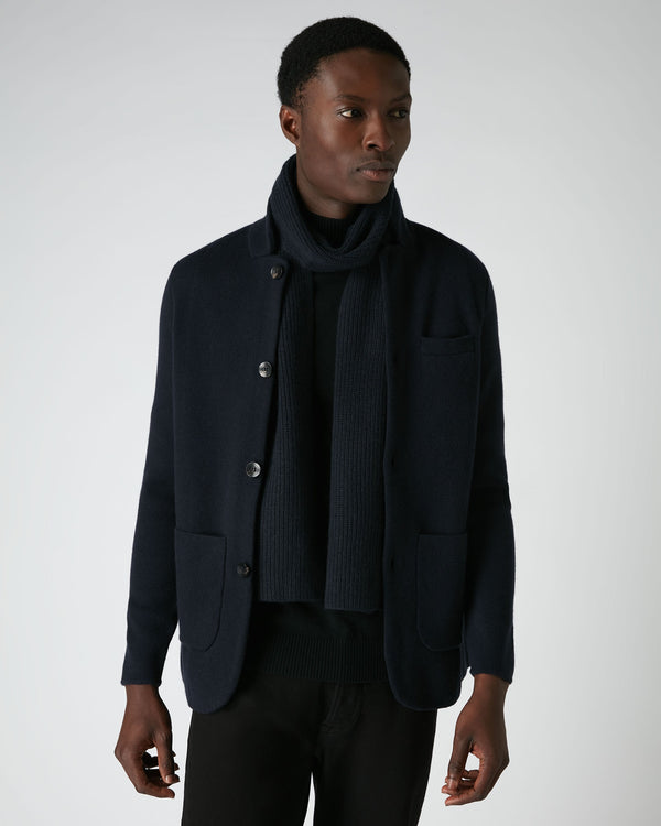 N.peal Unisex Ribbed Cashmere Scarf In Navy Blue