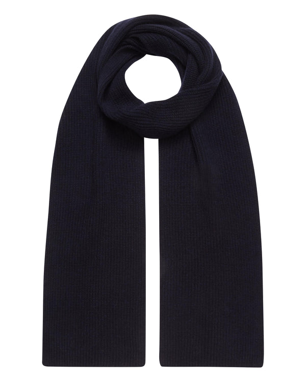 n.peal Unisex Ribbed Cashmere Scarf In Navy Blue
