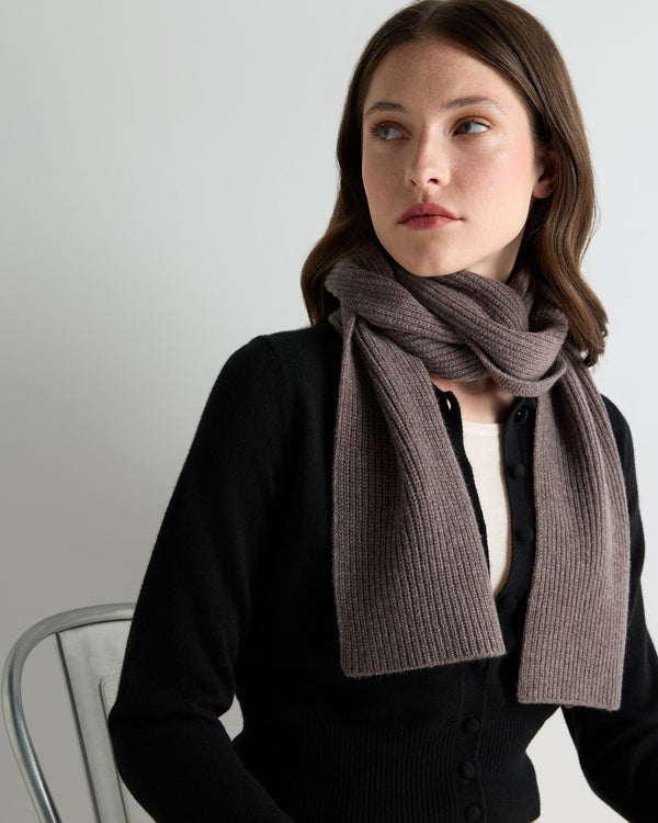 N.peal Unisex Ribbed Cashmere Scarf In Otter Brown