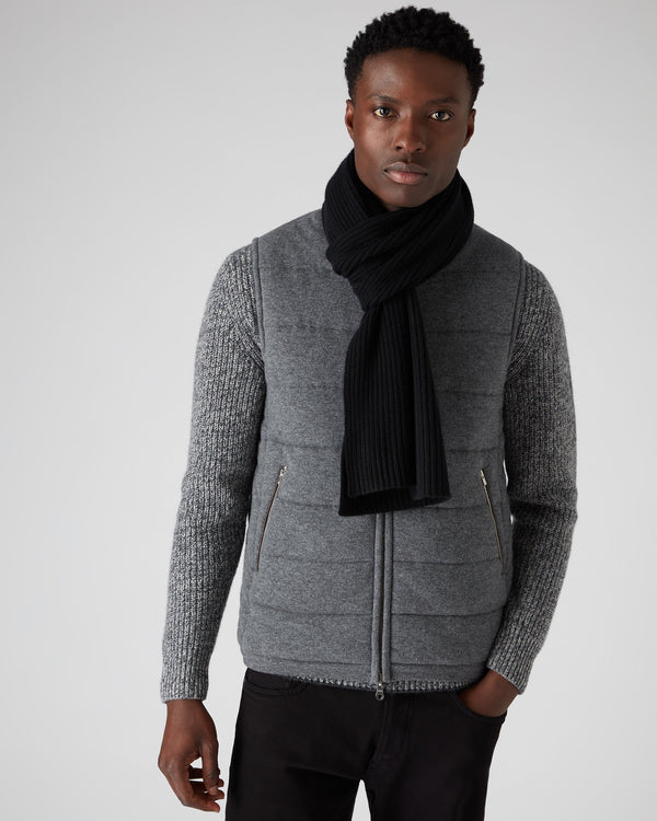 N.peal Unisex Short Ribbed Cashmere Scarf In Black