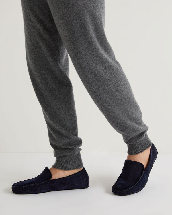 N.peal Unisex Suede Moccasin In Navy Blue