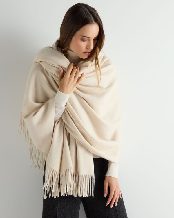 N.peal Unisex Woven Cashmere Blanket In Ecru White