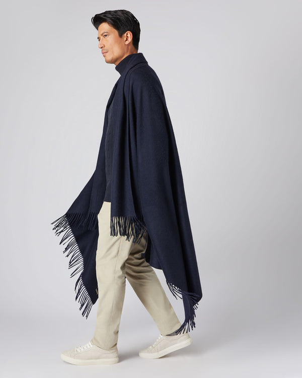 N.peal Unisex Woven Cashmere Blanket In Navy Blue