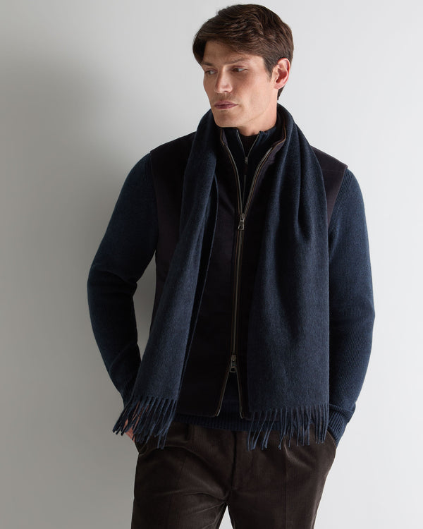 N.peal Unisex Woven Cashmere Scarf In Indigo Blue