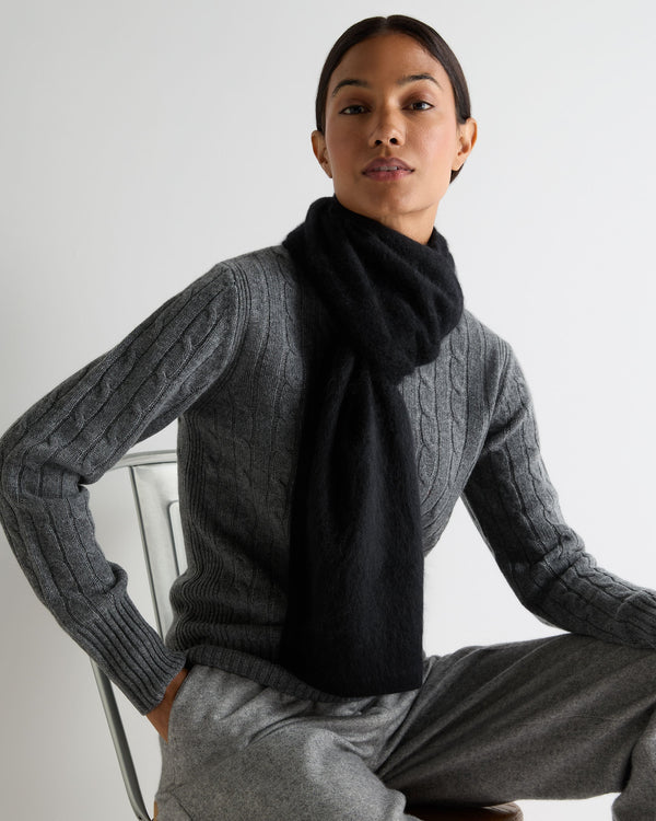 N.peal Women's Brushed Cashmere Scarf In Black