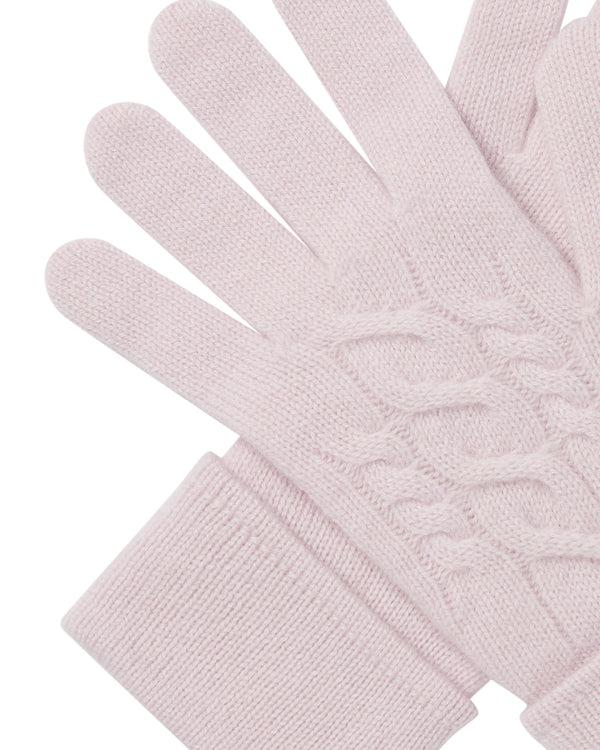 N.peal Women's Cable Cashmere Gloves In Chalk Pink