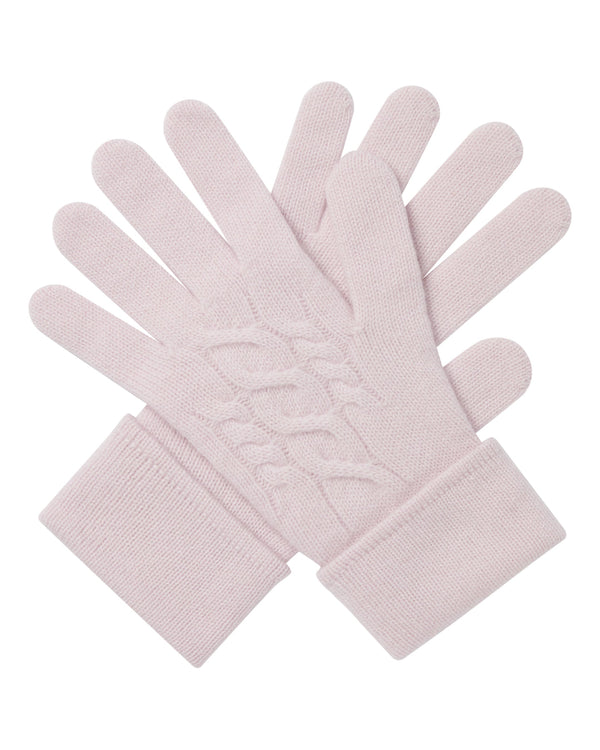 n.peal Women's Cable Cashmere Gloves In Chalk Pink