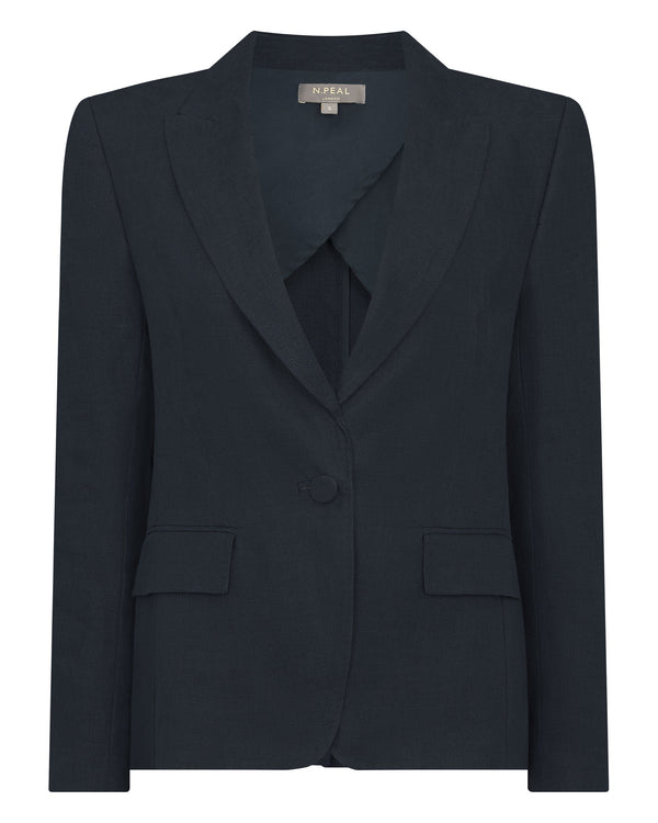 N.peal Women's Chloe Linen Jacket In Navy Blue
