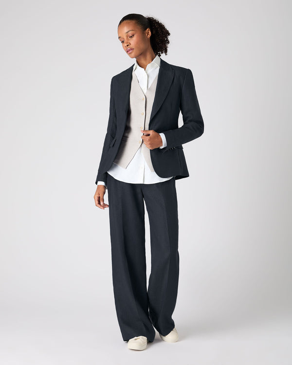 N.peal Women's Chloe Linen Jacket In Navy Blue