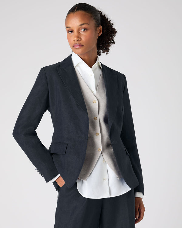 n.peal Women's Chloe Linen Jacket In Navy Blue