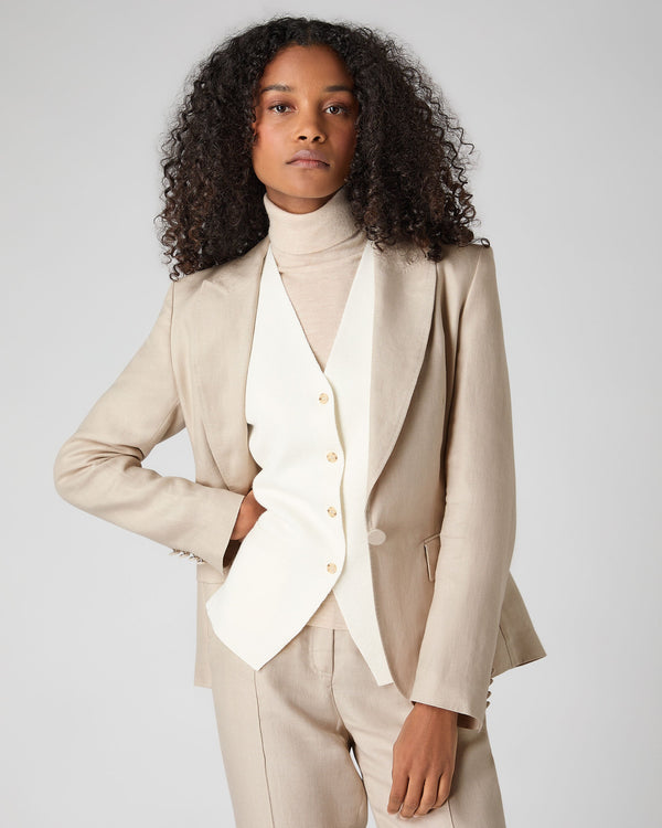 n.peal Women's Chloe Linen Jacket In Oat Brown