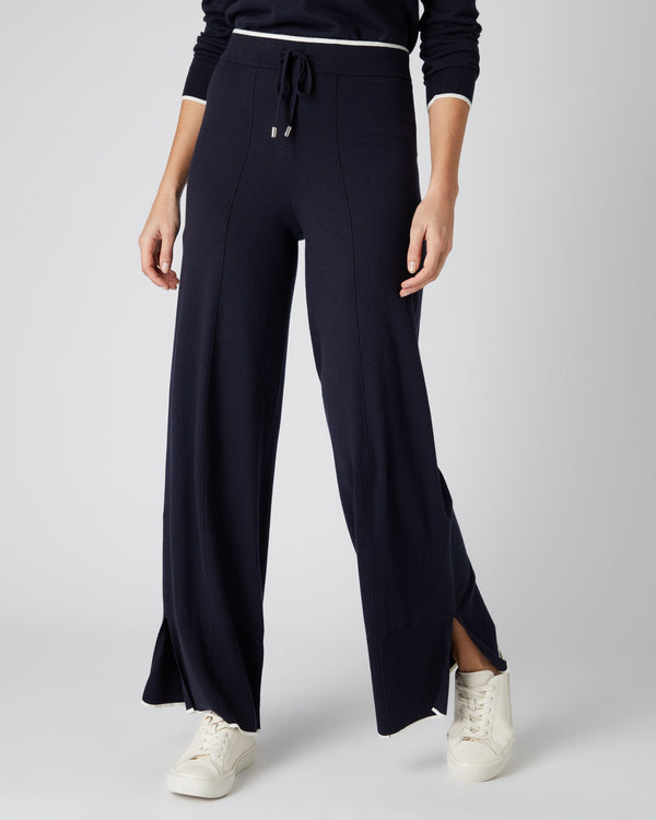 n.peal Women's Cotton Cashmere Pant In Navy Blue