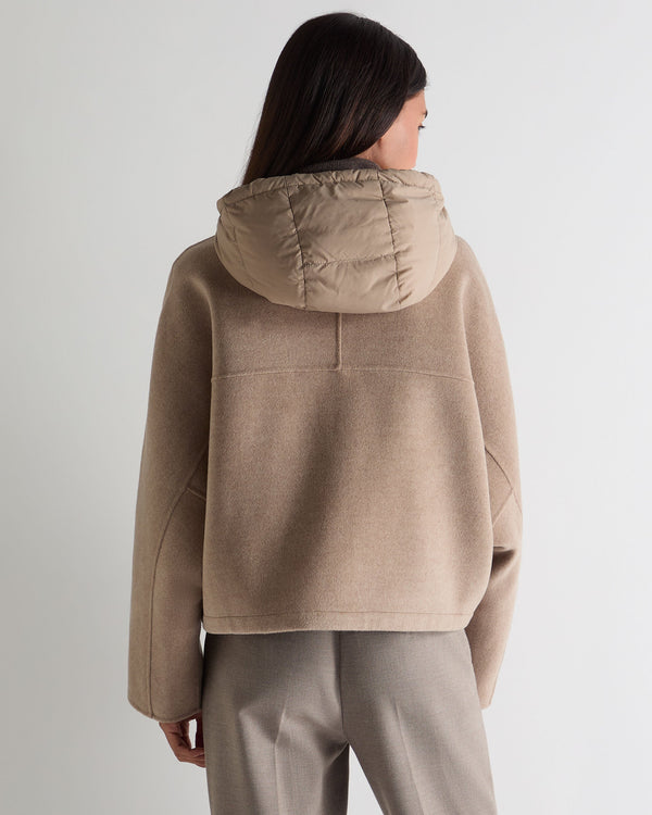 N.peal Women's Down Hood Jacket In Taupe Brown