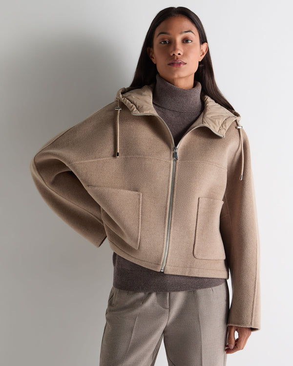 n.peal Women's Down Hood Jacket In Taupe Brown