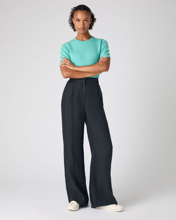 N.peal Women's Florence Linen Pant In Navy Blue