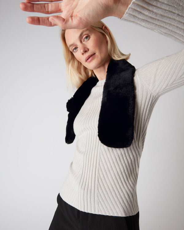 N.peal Women's Fur Neck Warmer In Navy Blue