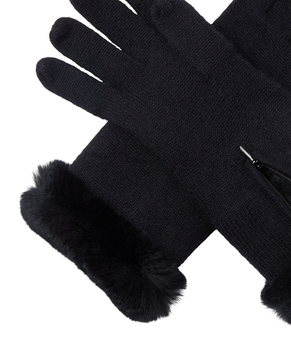 N.peal Women's Fur Trim Cashmere Gloves In Black