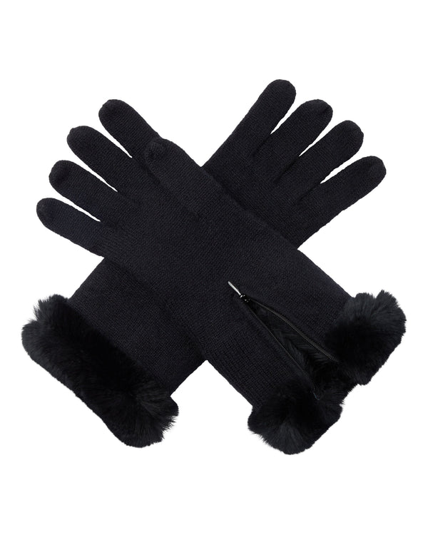 n.peal Women's Fur Trim Cashmere Gloves In Black