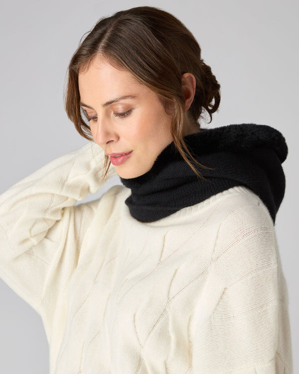 N.peal Women's Fur Trim Ski Hood In Black