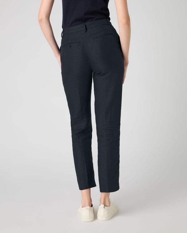 N.peal Women's Harper Crop Linen Pant In Navy Blue
