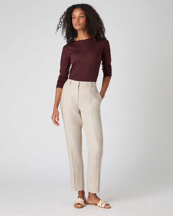N.peal Women's Harper Crop Linen Pant In Oat Brown