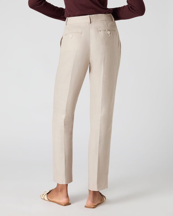 N.peal Women's Harper Crop Linen Pant In Oat Brown