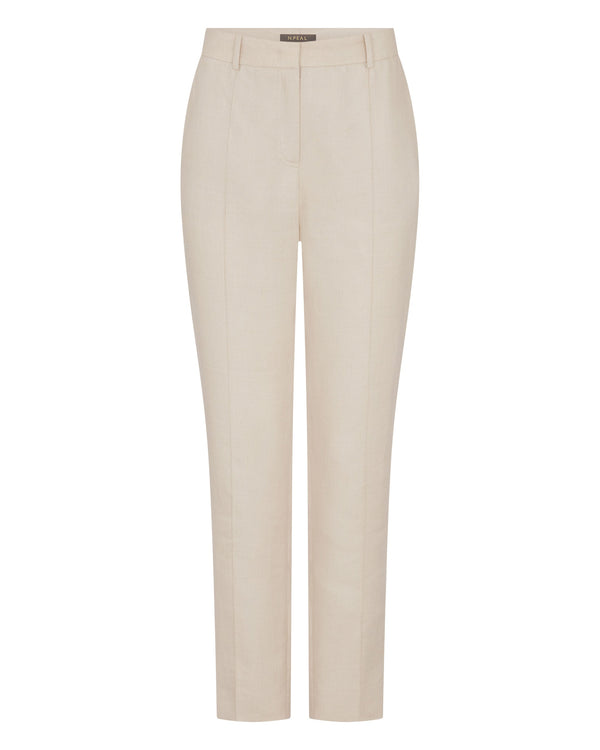 n.peal Women's Harper Crop Linen Pant In Oat Brown