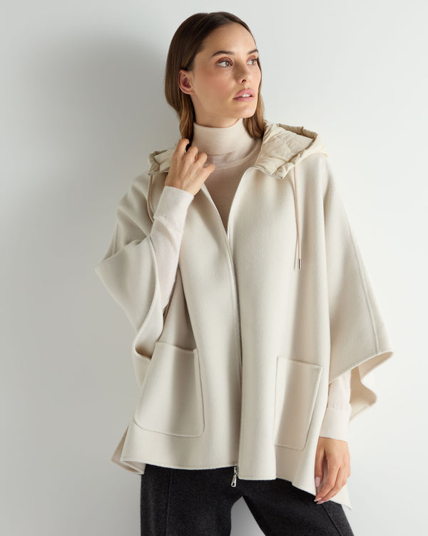 n.peal Women's Hooded Woven Cape In Cream