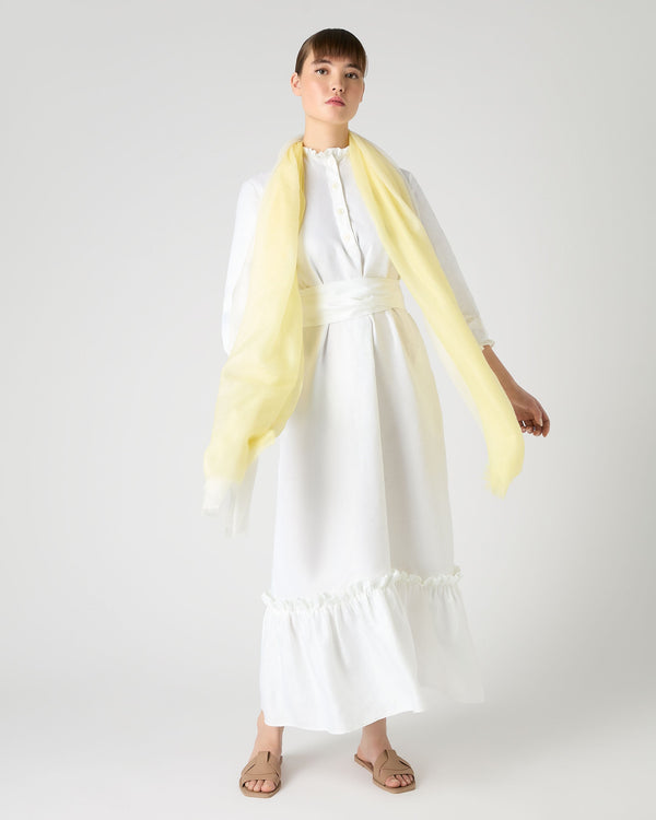 N.peal Women's Iris Ruffle Linen Dress In White