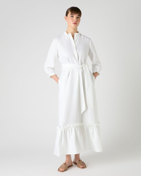 n.peal Women's Iris Ruffle Linen Dress In White