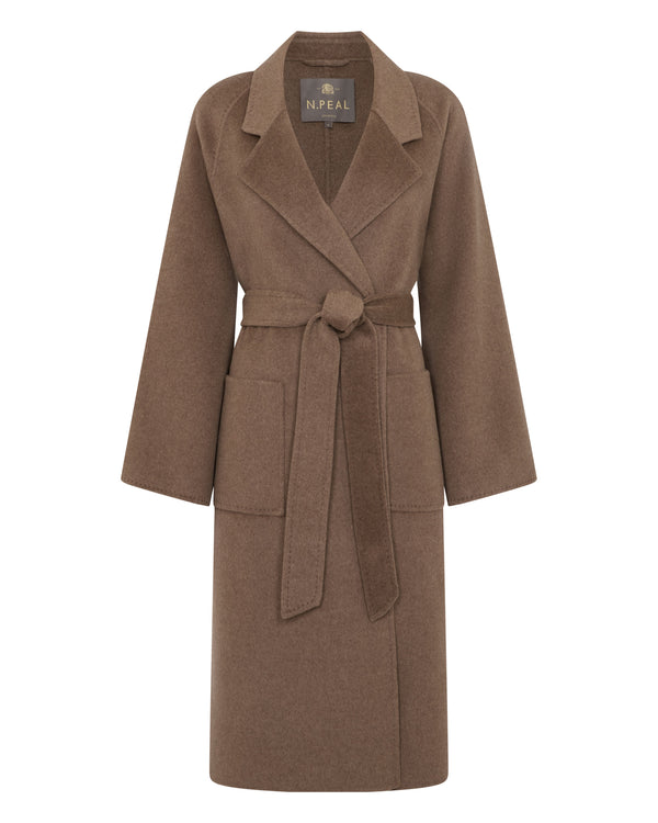 N.peal Women's Longline Woven Coat In Brown