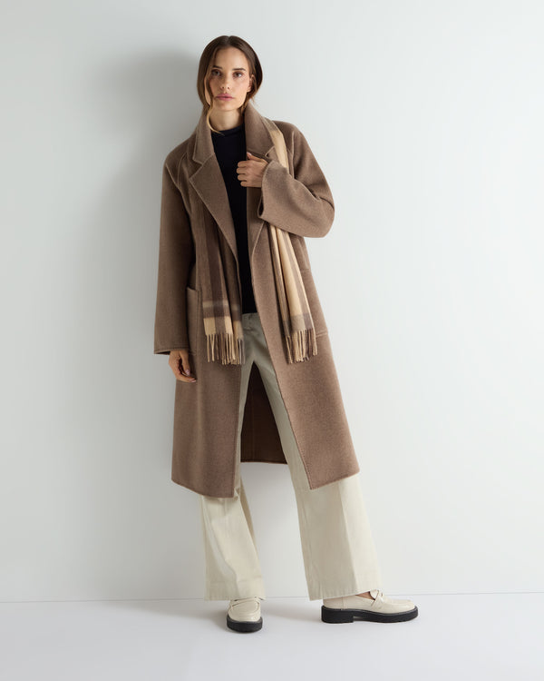 N.peal Women's Longline Woven Coat In Brown