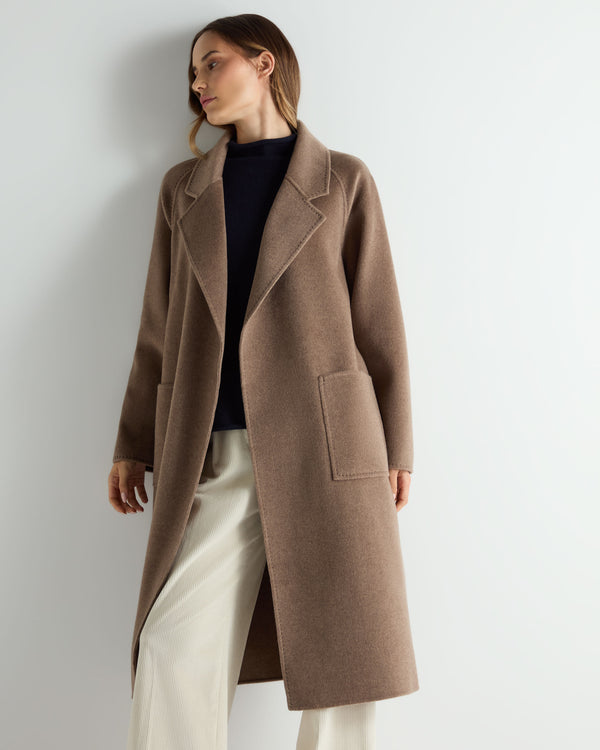 n.peal Women's Longline Woven Coat In Brown