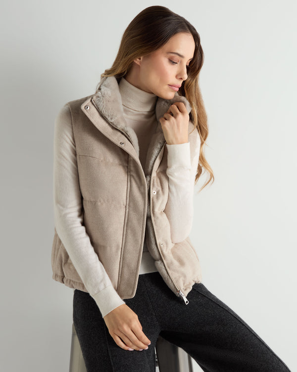 n.peal Women's Reversible Rex Gilet In Beige Brown