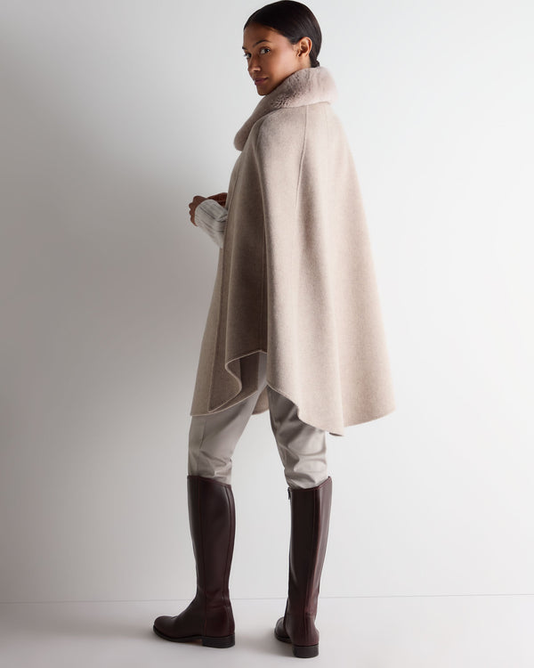 N.peal Women's Rex Collar Cape In Taupe Brown