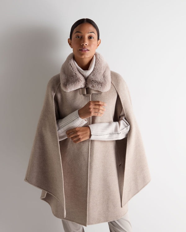 n.peal Women's Rex Collar Cape In Taupe Brown