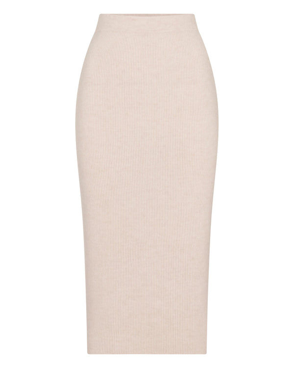 N.peal Women's Rib Cashmere Skirt In Ecru White