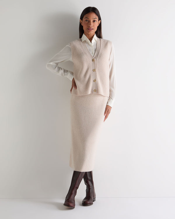 N.peal Women's Rib Cashmere Skirt In Ecru White