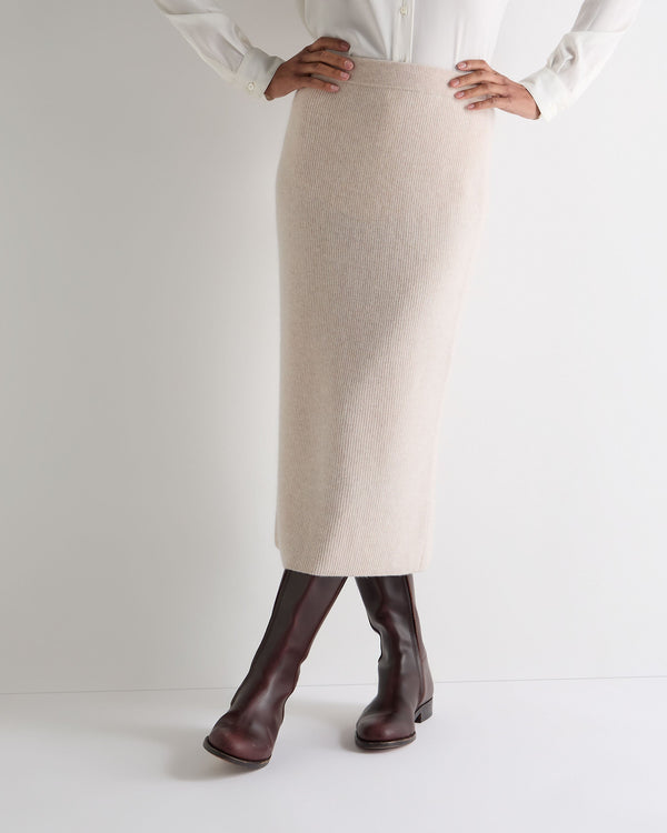 n.peal Women's Rib Cashmere Skirt In Ecru White