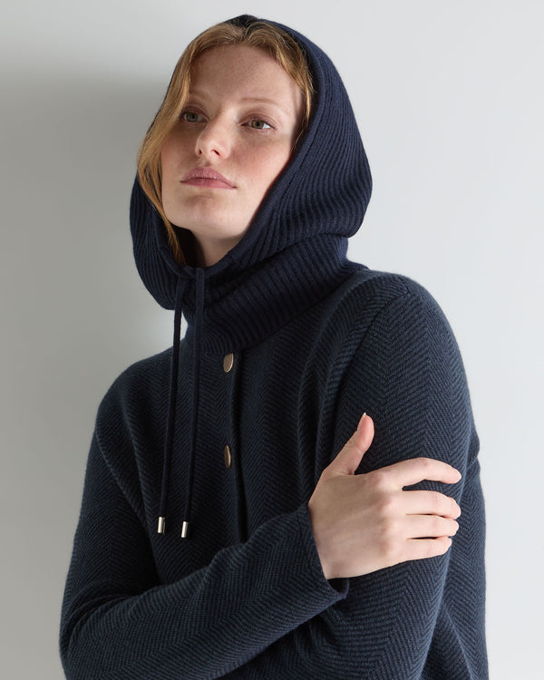 N.peal Women's Ribbed Cashmere Hood In Navy Blue