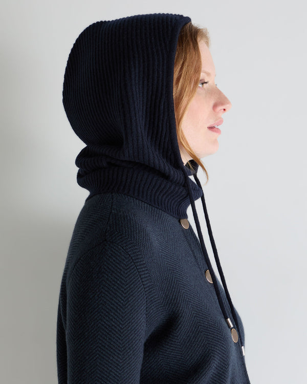 N.peal Women's Ribbed Cashmere Hood In Navy Blue