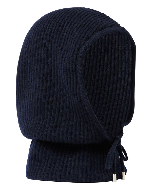 n.peal Women's Ribbed Cashmere Hood In Navy Blue