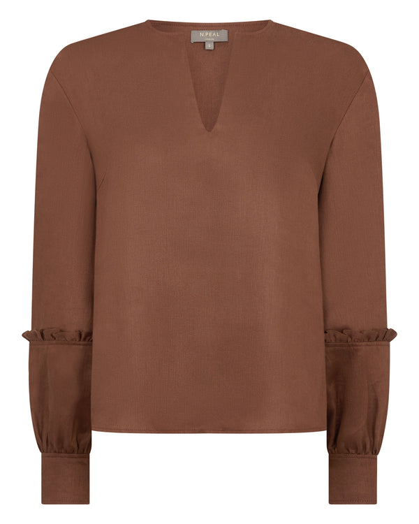 N.peal Women's Sienna Linen Top In Tan Brown